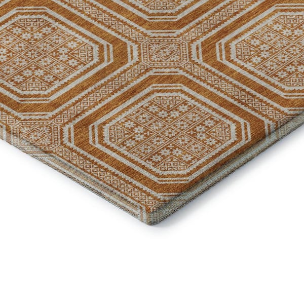 Mayfield Premium Machine Washable Abstract AMF1451 Terracotta 8 ft. x 10 ft. Area Rug