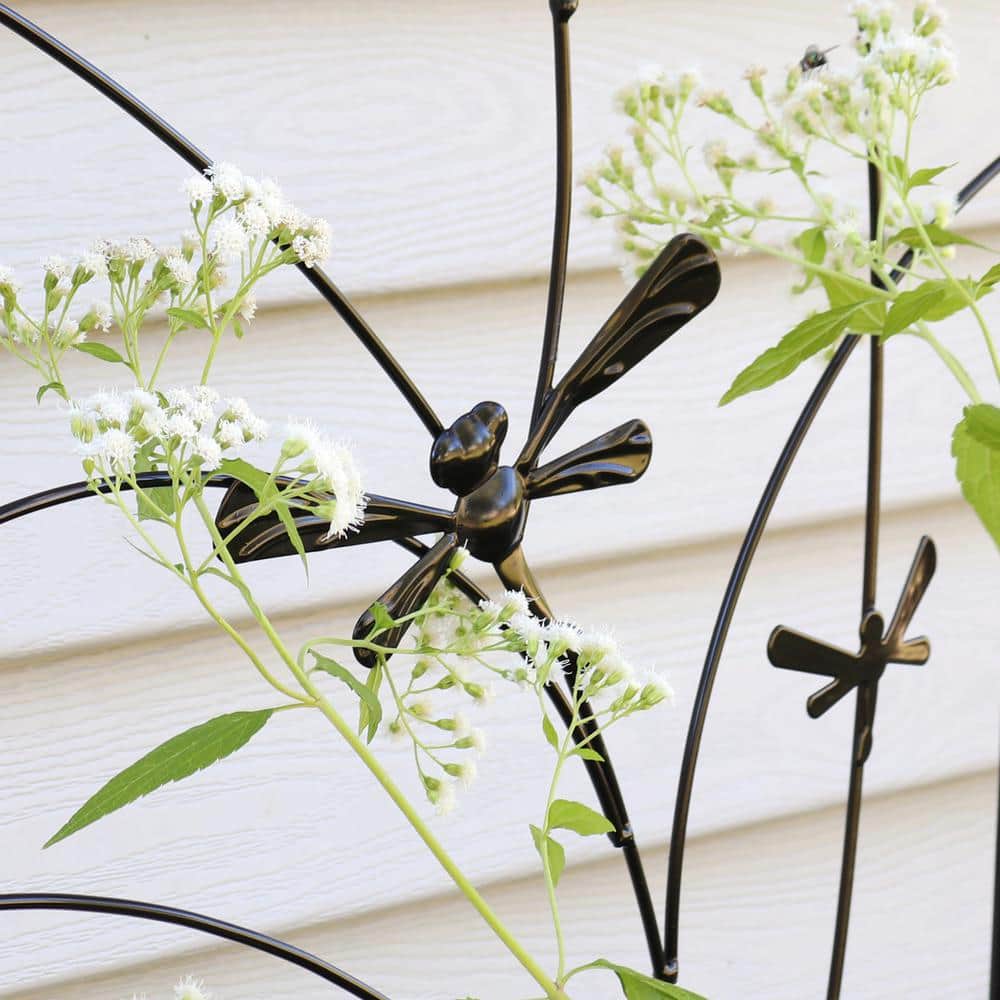 Black Steel Dragonfly Design Garden Trellis Set - 55.75" H - 2-Pack