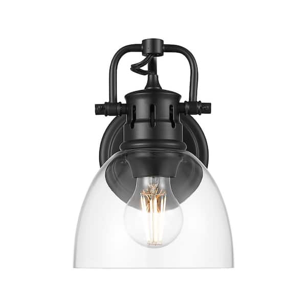 Duncan 8.25 in. 1 Light Matte Black Vanity Light with Clear Glass Shade