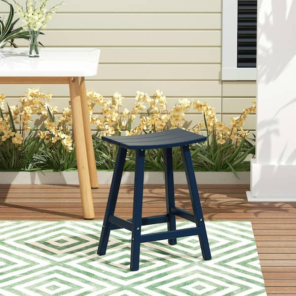 WESTIN OUTDOOR Franklin Navy Blue 24 in. Plastic Outdoor Bar Stool