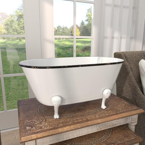 Litton Lane 20 in. Small White Metal Indoor Outdoor Bathtub Planter ...