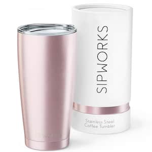 Double Walled 20 oz. Insulated Rose Gold Stainless Steel Coffee Tumbler with Lid