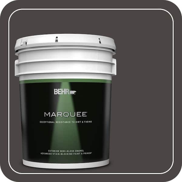 BEHR MARQUEE 5 gal. #T16-01 Black Pearl Semi-Gloss Enamel Exterior Paint & Primer