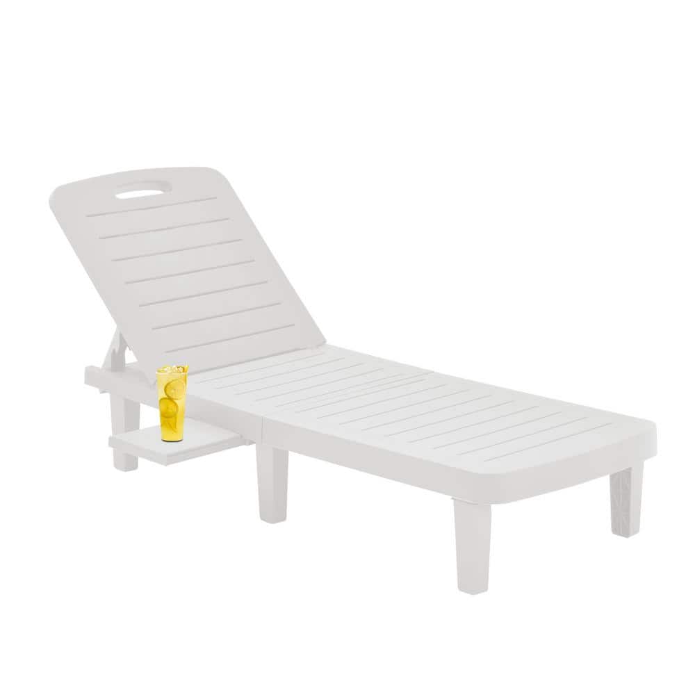 White Plastic Outdoor Chaise Lounge Chairs Lying in Bed for Patio Pool Gard