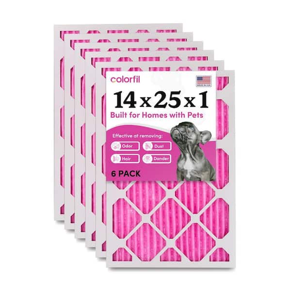 COLORFIL 14 in. x 25 in. x 1 in. Odor Removal and Color Changing Pleated Furnace Air Filter, MERV 8 (6-Pack)