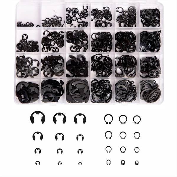 E-Clips and External Retaining Snap Rings Assortment Set Carbon Steel 24-Sizes Circlip Kit 324 -Pieces