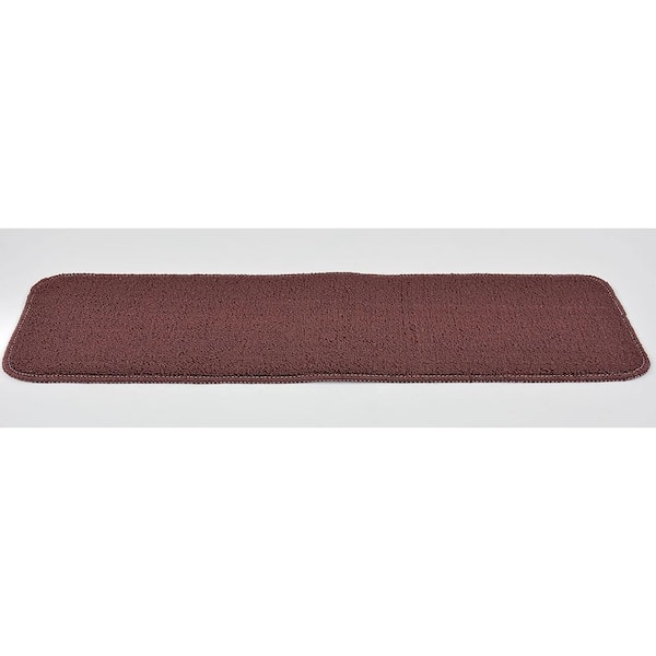 Neuster Burgundy Brown ​ 8.5 in. x 30 in. Indoor Carpet Stair Tread Cover Slip Resistant Backing (Set of 13)