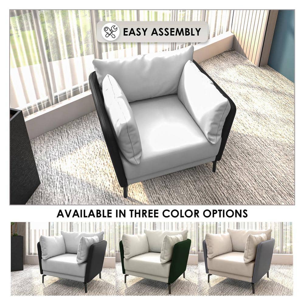 Luxify Black and Gray Faux Leather Barrel Accent Chair