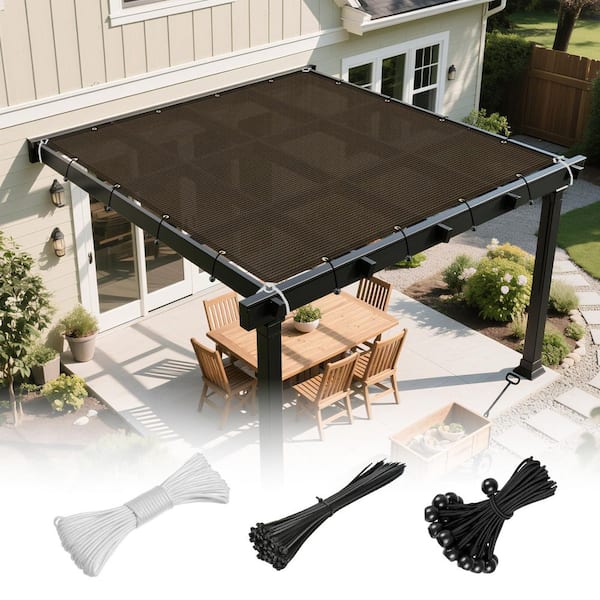 10ft. x 20 ft. Shade Sail Straight Edge Rectangular Canopy Sail Shade Cloth Curved Shade Cover for Outdoor Garden(Brown)