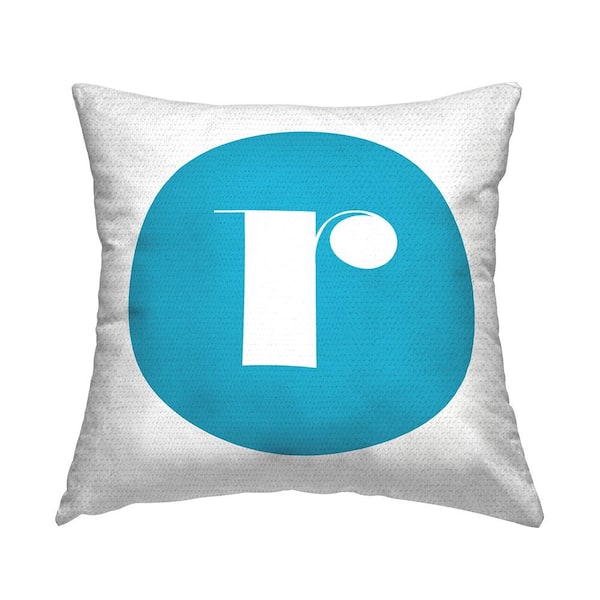 Stupell Industries Blue Initial R Square Outdoor Throw Pillow