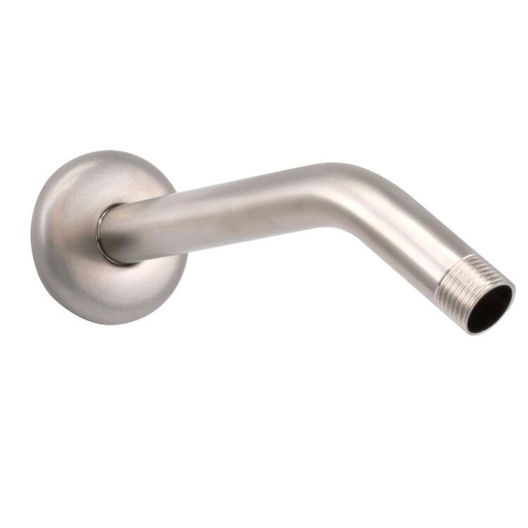 Westbrass 1/2 in. IPS x 8 in. Shower Arm with Flange, Satin Nickel