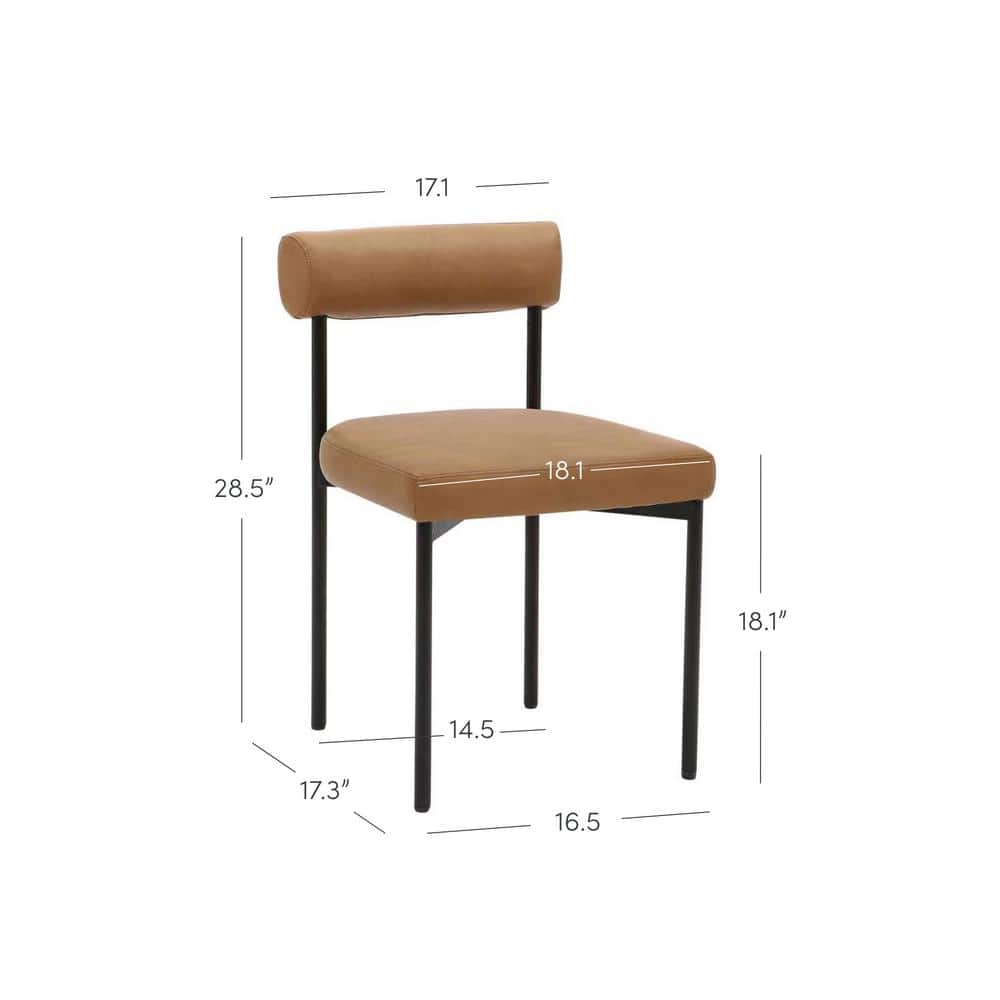 Dahlia Light Brown Faux Leather Upholstered Side Chair with Black Metal Frame