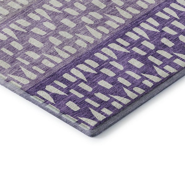 Mayfield Premium Machine Washable Abstract AMF964 Purple 2 ft. 6 in. x 3 ft. 10 in. Area Rug