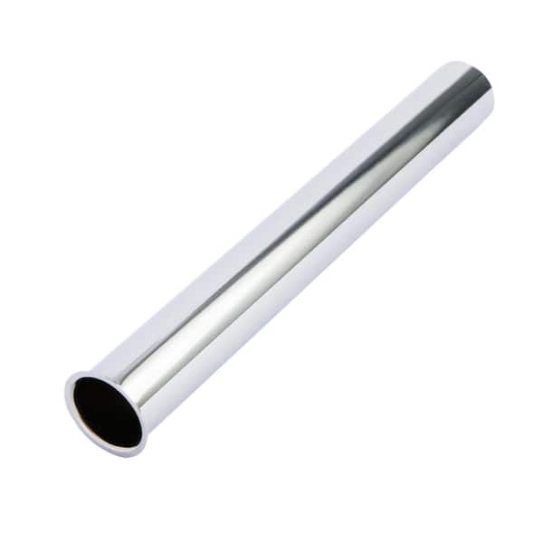 PLUMBFLEX 1-1/2 in. x 8 in. Brass Flanged Sink Tailpiece for Tubular Drain Applications, 22GA, Chrome Plated