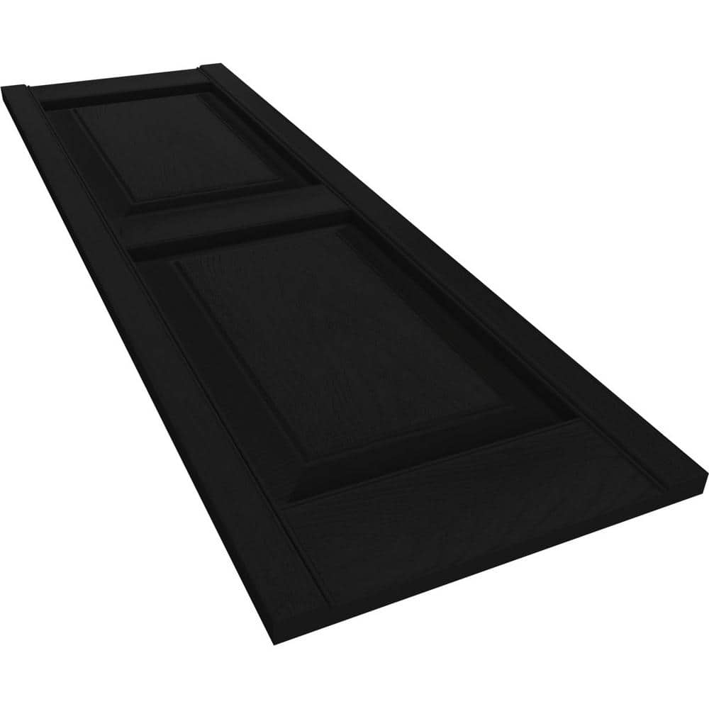 Black Vinyl Raised Panel Shutters with Installation Hardware, 14.75"W x 43"H