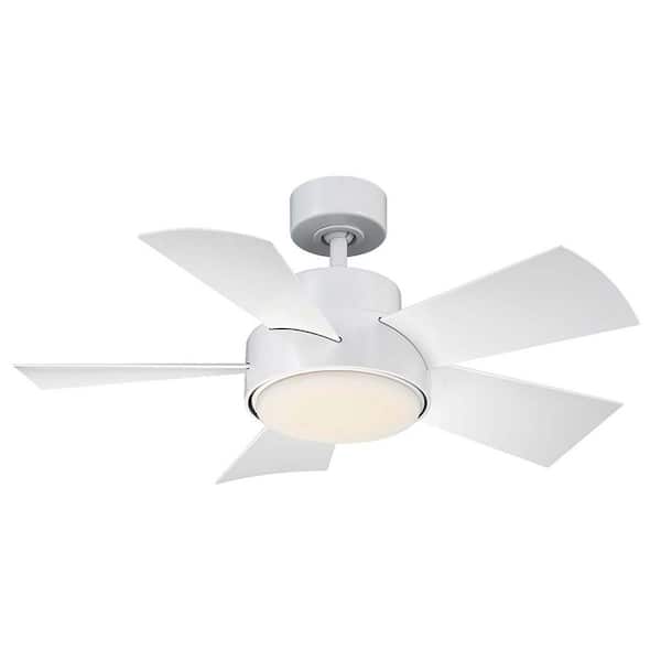 Modern Forms Vox 38 in. Smart Indoor/Outdoor Matte White Standard Ceiling Fan 3000K Integrated LED with Remote