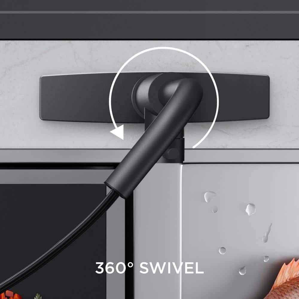 Matte Black Stainless Steel Pull Down Kitchen Faucet with Soap Dispenser