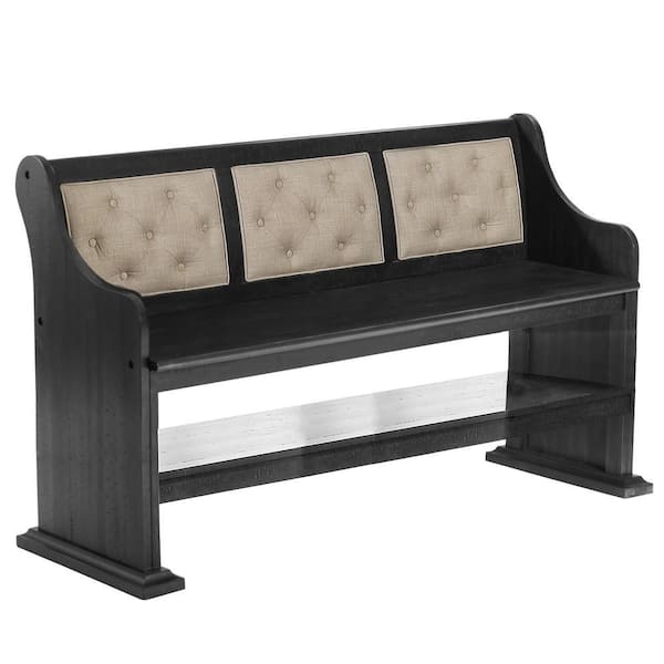 Elias Beige Counter Height 23"in. Dining Bench High Back 68" in. Linen Fabric 41"