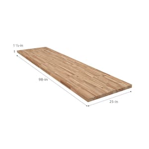 8 ft. L x 25 in. D Unfinished Acacia Solid Wood Butcher Block Countertop With Square Edge