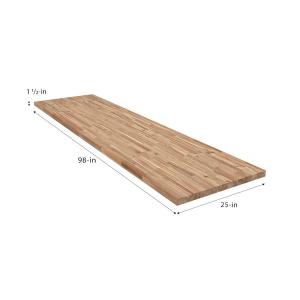 8 ft. L x 25 in. D Unfinished Acacia Solid Wood Butcher Block Countertop With Square Edge