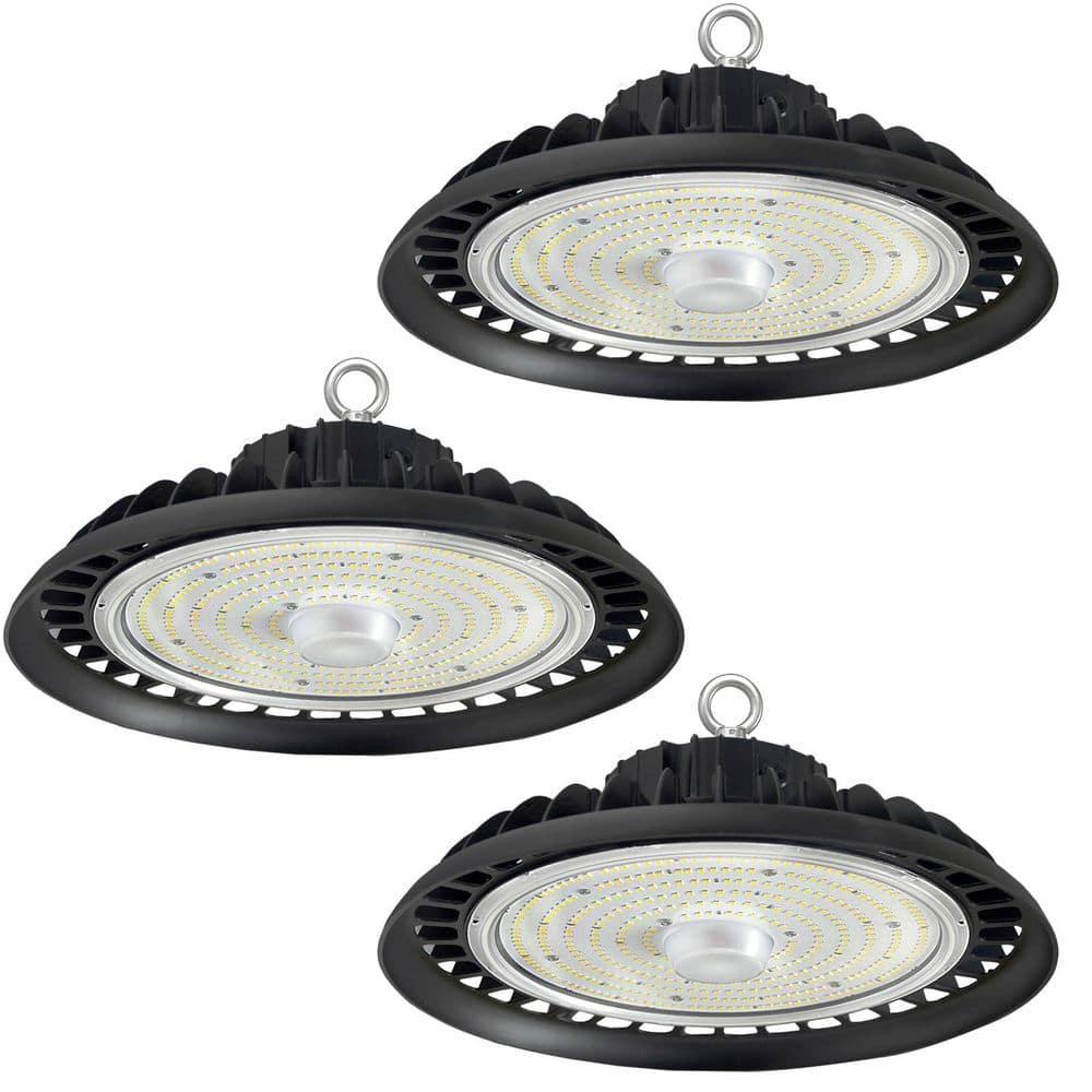 12 in. 800-Watt Equivalent Integrated LED Dimmable Black UFO High Bay Light 5000K Lighting for Warehouse IP65 (3-Pack) price history on PriceWatchPro