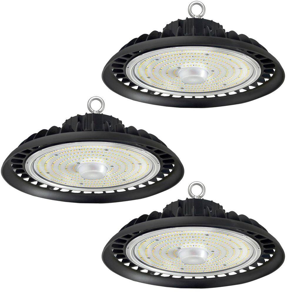 12 in. 800-Watt Equivalent Integrated LED Dimmable Black UFO High Bay Light, 200-Watt Factory LED Lamp 32000Lm (3-Pack) price history on PriceWatchPro