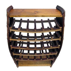 36 in. H x 26 in. W Lacquer Whole Barrel Wine Rack with 2-Shelves Holds 30-Bottles