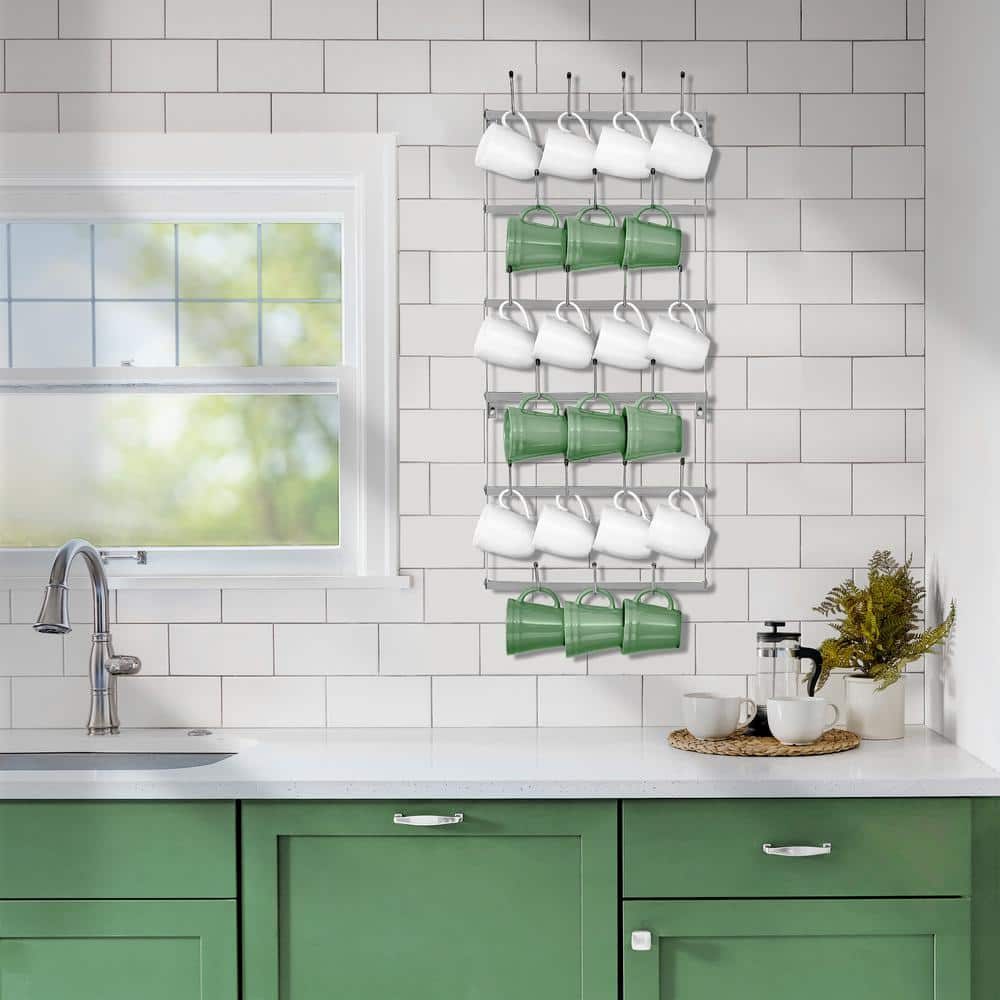 6-Tier Mug Rack for Wall-Small Metal Rustic Coffee Mug Holder Wall Mount wi