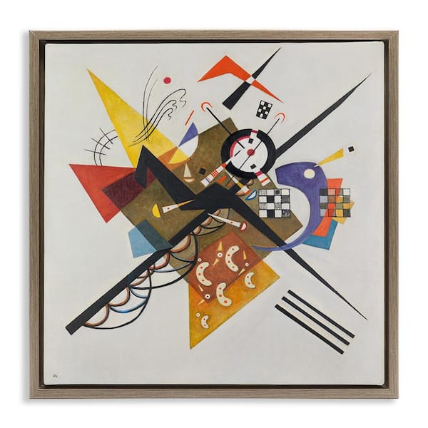 Stupell Industries Kandinsky Painting on White by one1000paintings Brown Floater Frame Abstract Graphic Art Print 25 in. x 25 in.