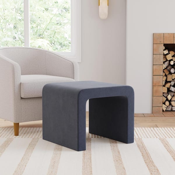 Homepop Blue Velvet Arch Ottoman