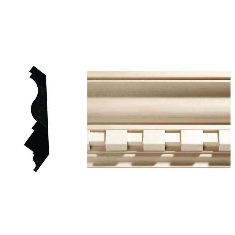 Ornamental Mouldings 27/32 in. x 51/2 in. White Hardwood Dentil Crown
