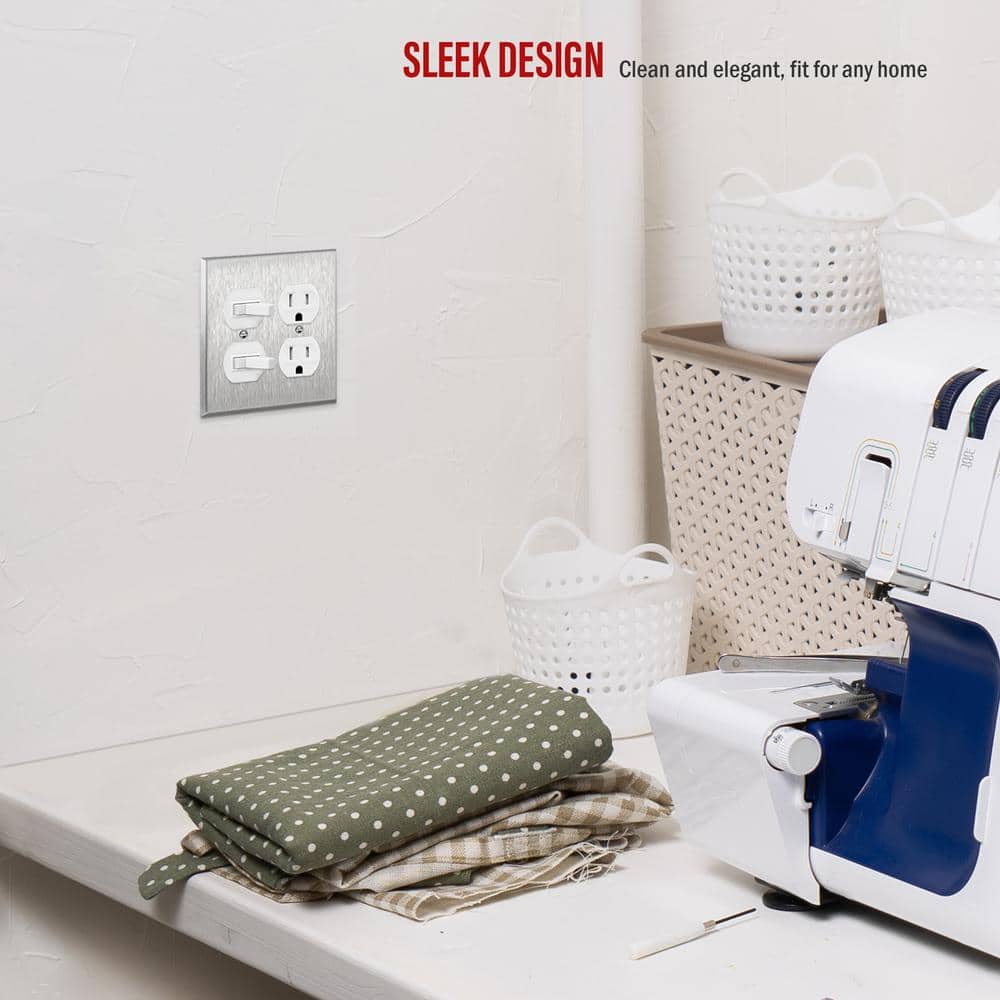 2-Gang Stainless Steel Duplex Outlet Wall Plate