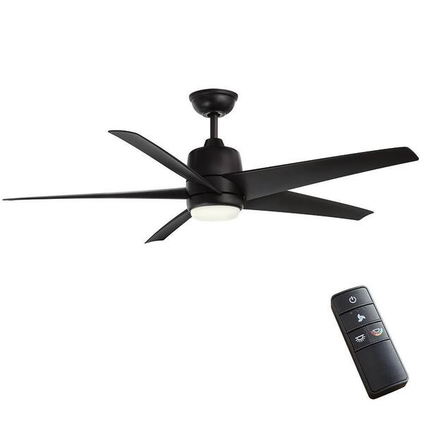 Hampton Bay Mena 54 in. White Color Changing Integrated LED Indoor/Outdoor Matte Black Ceiling Fan with Light Kit and Remote Control 99919 - The Home Depot