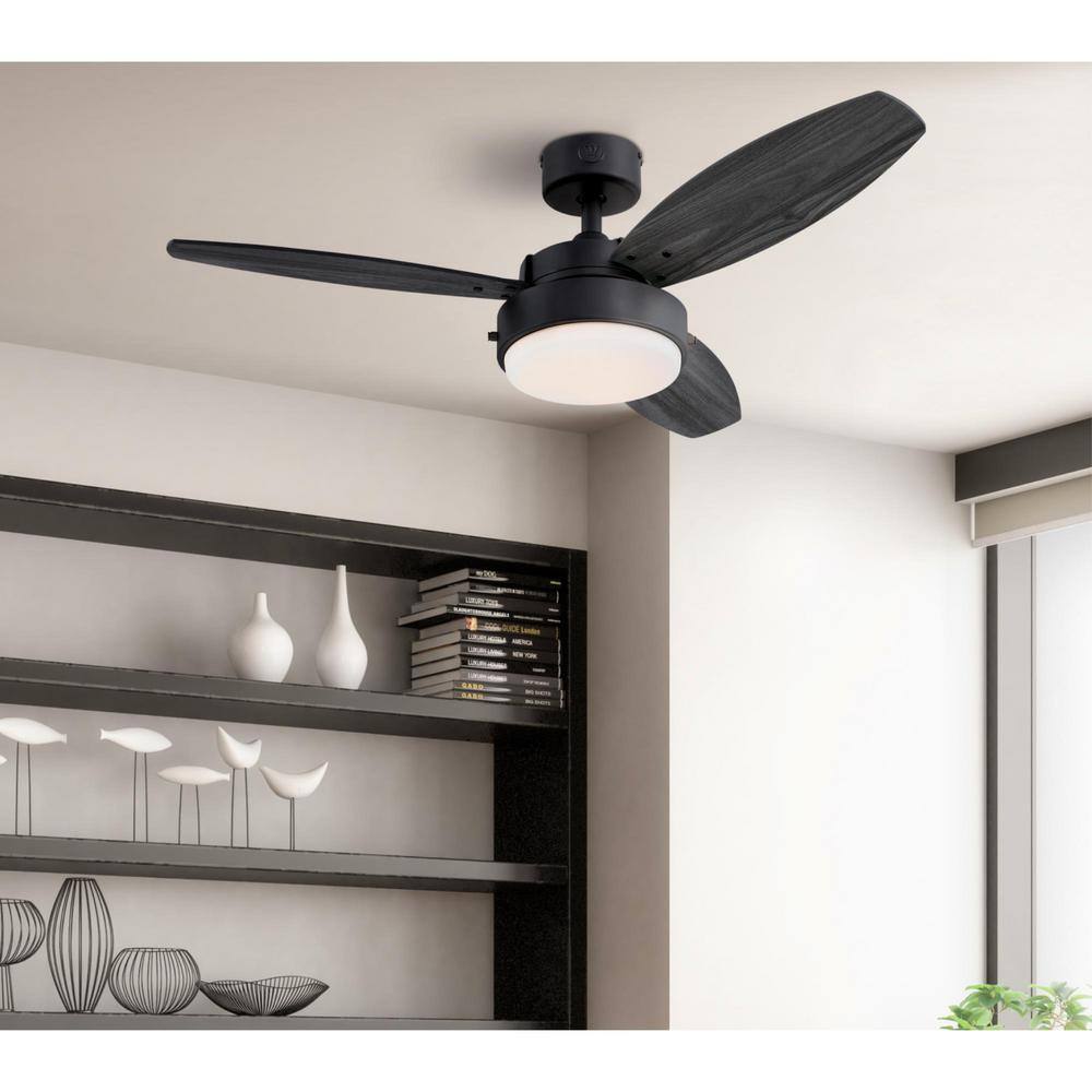 Matte Black 42" Modern Ceiling Fan with LED Light and Remote
