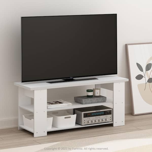Furinno JAYA 47 in. White TV Stand Fits TVs Up to 50 in. with