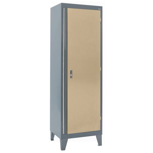 Sandusky 24 in. W x 18 in. D x 79 in. H Modular Steel Single Door Cabinet, Full Pull in Charcoal/Tropic Sand