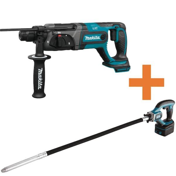 Makita 18V LXT Lithium-Ion 7/8 in. SDS-Plus Concrete/Masonry Rotary Hammer Drill and 18V LXT 4 ft. Concrete Vibrator