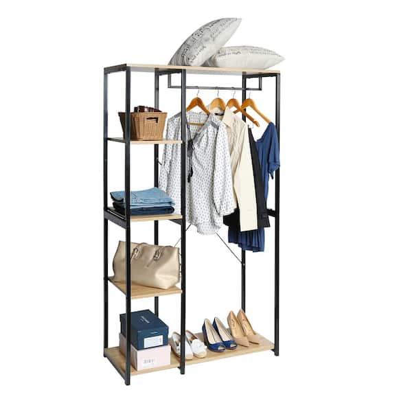 Seville Classics Black Metal Clothes Rack 35.24 in. W x 65.75 in. H WEB619