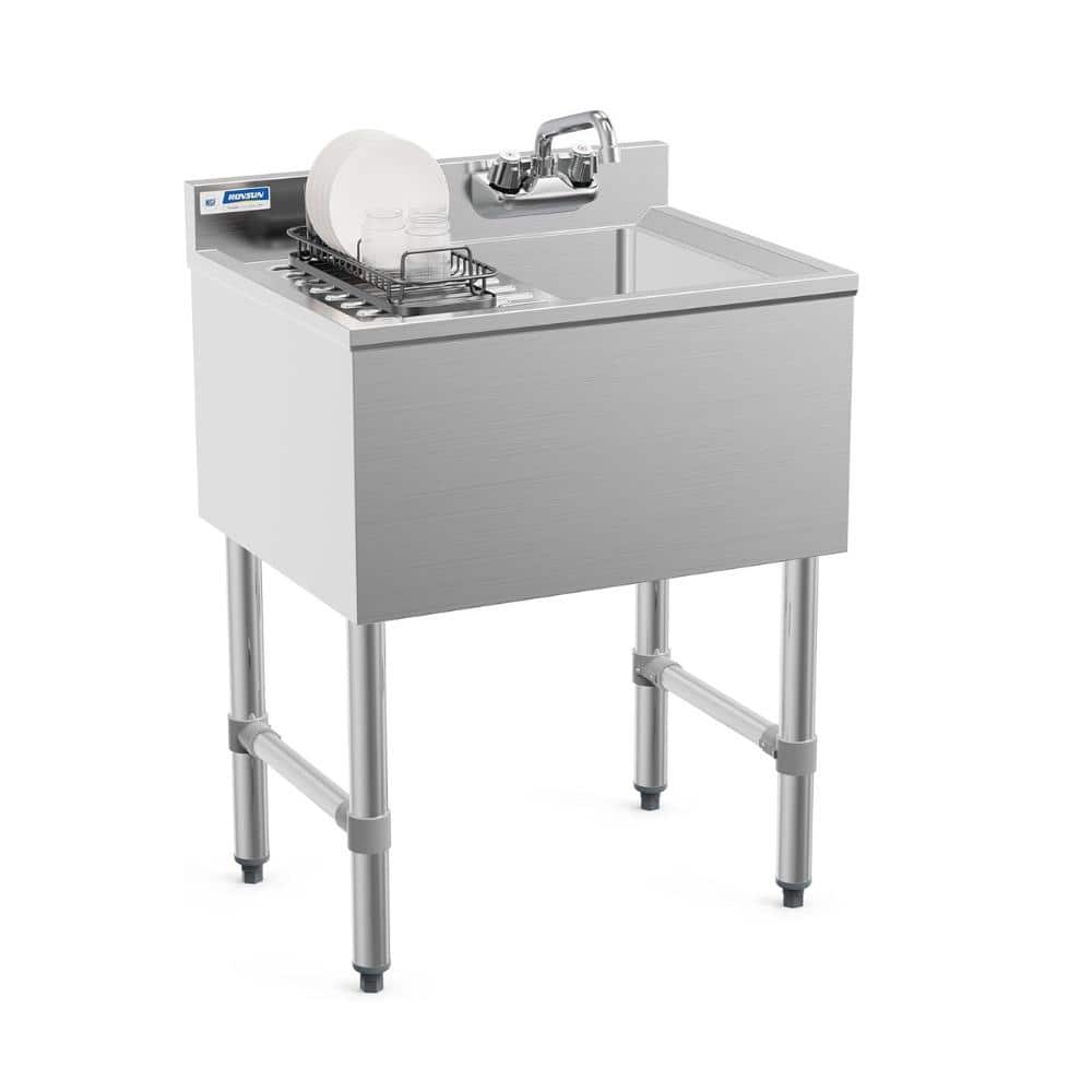 Karl Home 24 In Freestanding Stainless Steel 1 Compartment Commercial Silver Karl Home Commercial Kitchen Sinks K1g47000955 64 1000