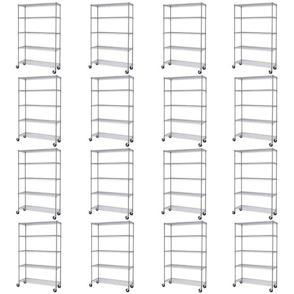 TRINITY 5-Tier Outdoor Wire Shelving w/ Wheels, Gray Epoxy Finish, NSF  Certified