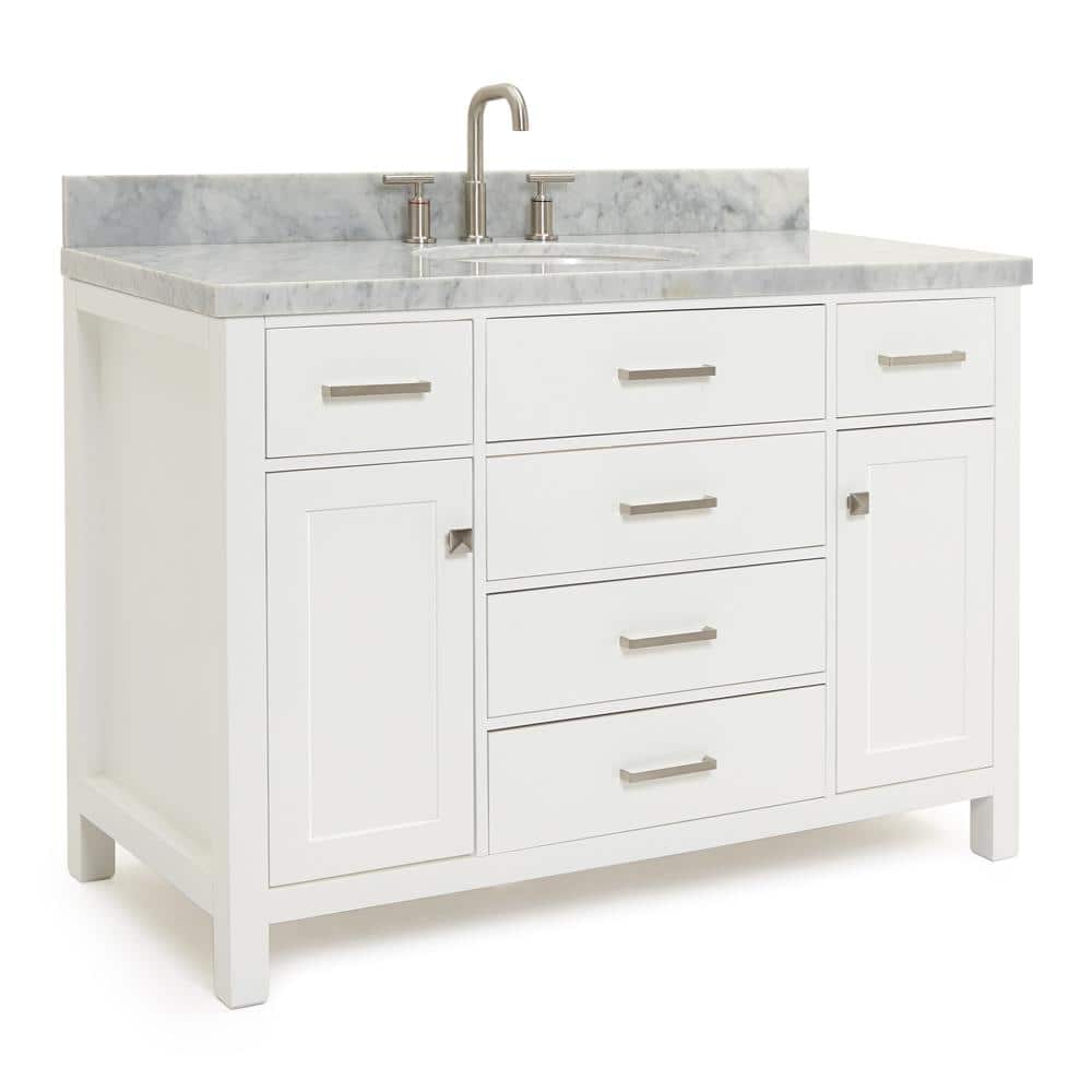 Bristol 49" White Marble Top Freestanding Vanity