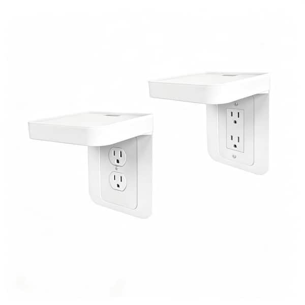2-Pack Space-Saving Wall Mount Outlet Shelf with Cord Management for Smart Home Decor Space Saving Electric Toothbrush