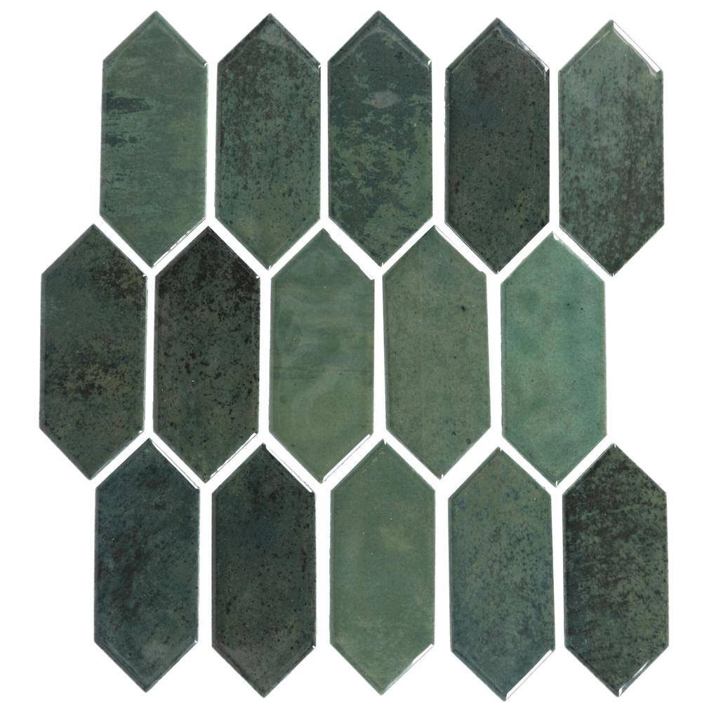 Miramo Reef Green Glazed Ceramic Picket Wall Mosaic Tile