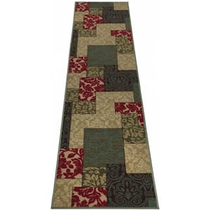 Patchwork Series Design Multicolor 2 ' Width x 7' Your Choice Length Slip Resistant Rubber Stair Runner Rug