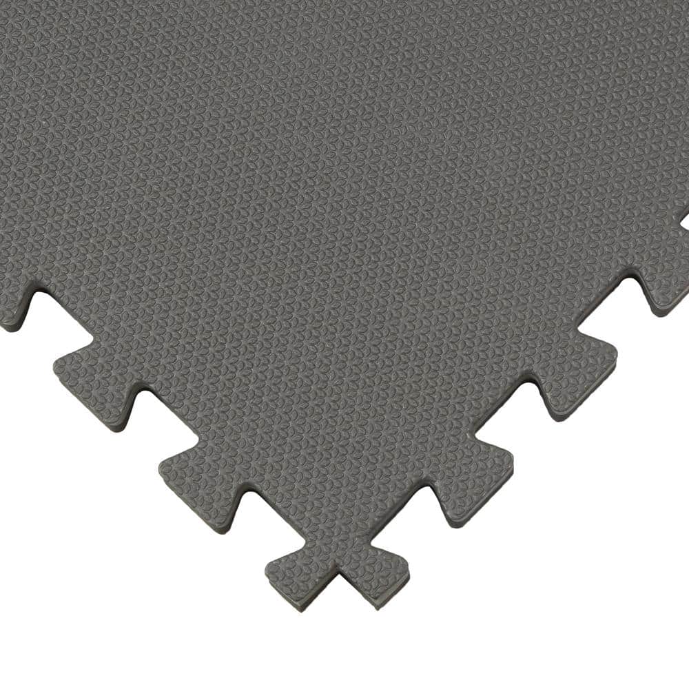 Gray and Black EVA Foam Interlocking Exercise Mats, 24" x 24"