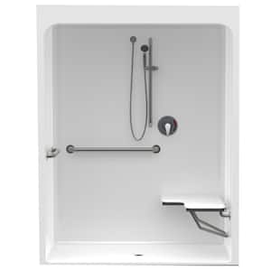 Accessible Acrylic 60 in. x 34 in. x 79 in. 1-Piece ADA Shower Stall w/ Right Seat in White