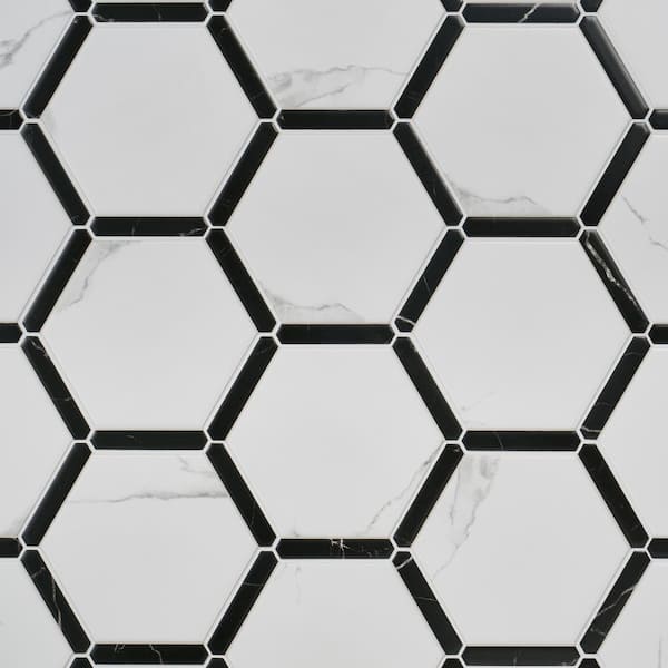 Ivy Hill Tile Samara Bianco White 8.66 in. x 9.84 in. Matte Porcelain Hexagon Floor and Wall Tile (8.06 Sq. Ft./Case)