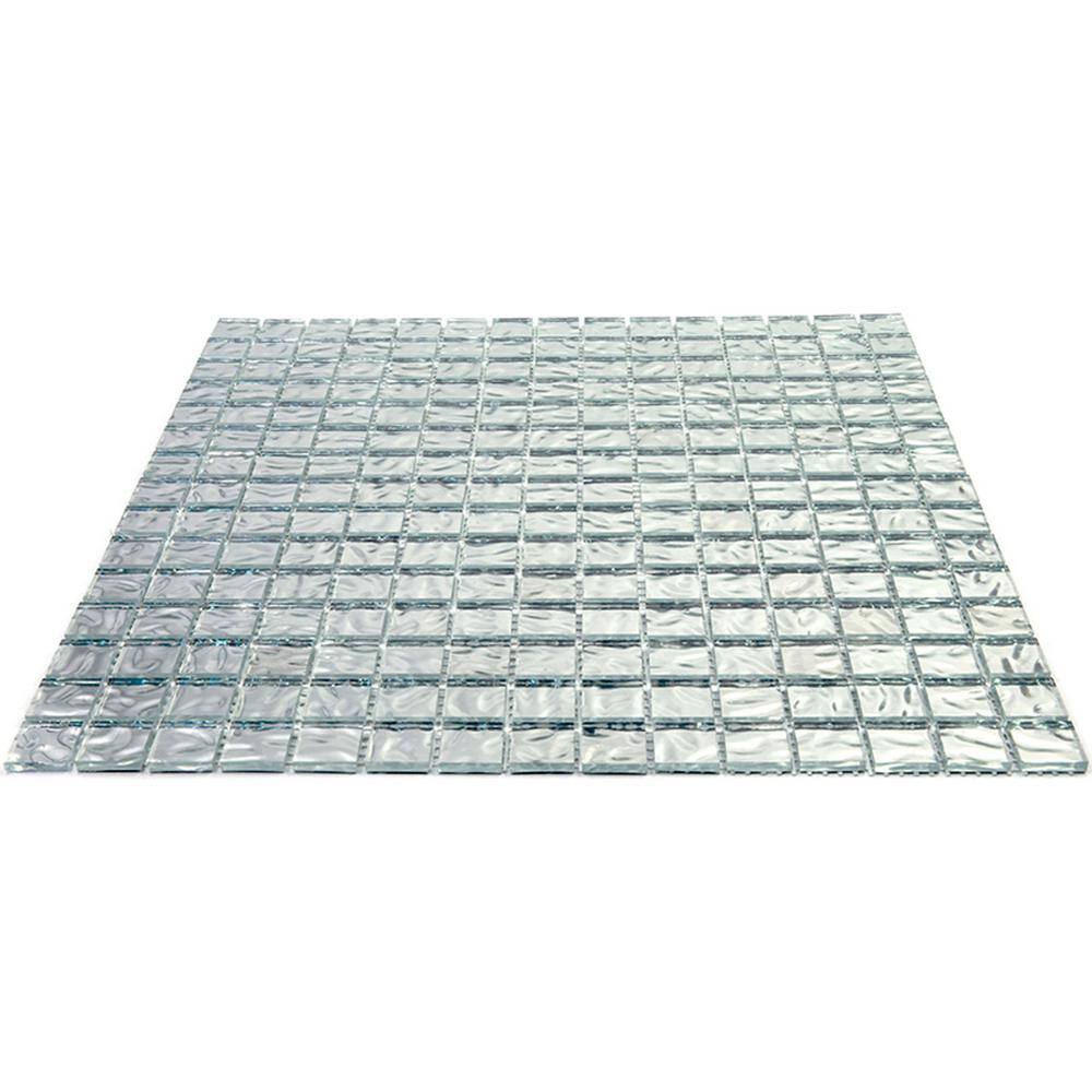 Silver 12'' x 12'' Glossy Glass Mosaic Wall and Floor Tile