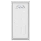 Stanley Doors 32 in. x 80 in. Neo-Deco Zinc Full Lite Painted White Left-Hand Inswing Steel Prehung Front Door, Prefinished White/Zinc Glass Caming