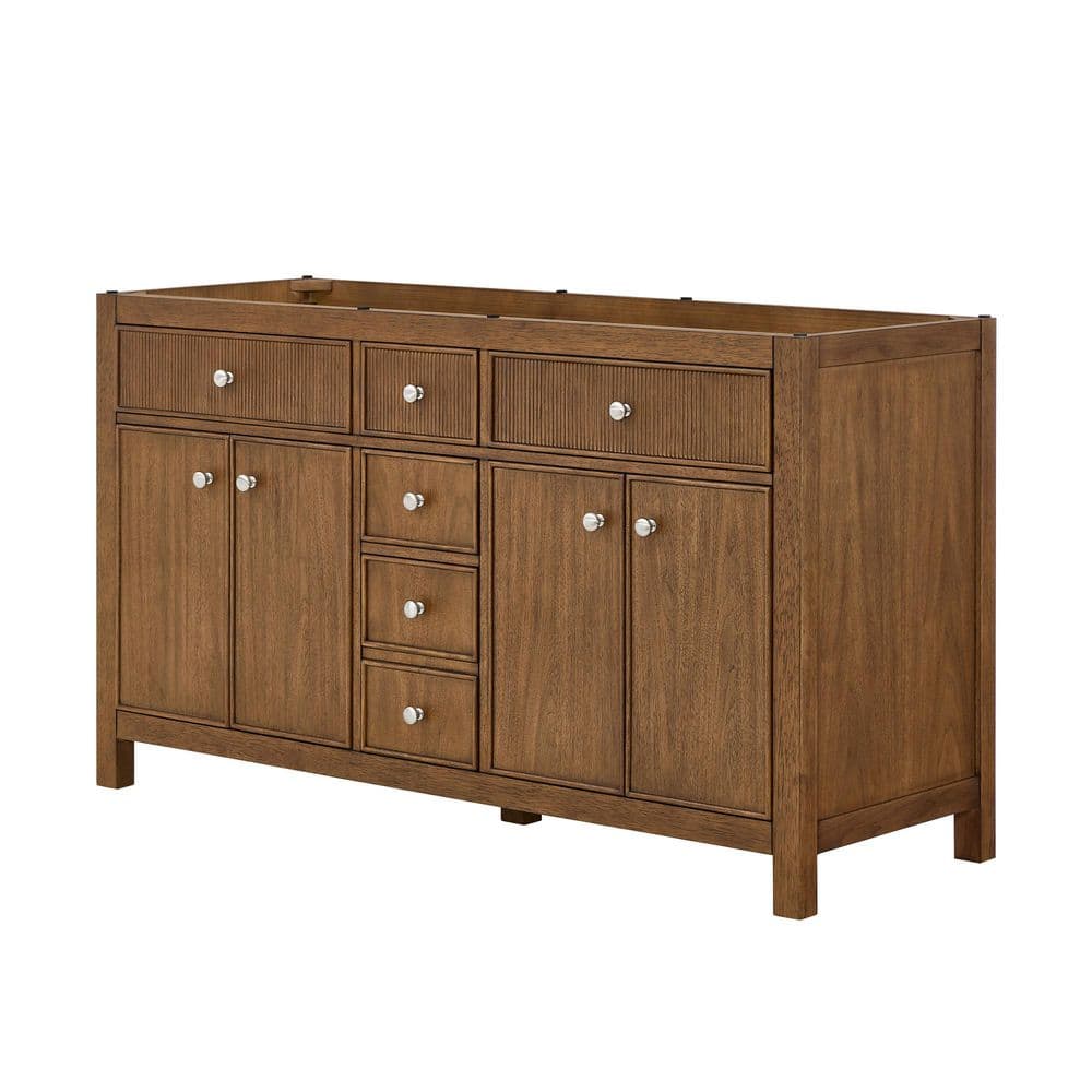 Rian 59 in. Freestanding Bath Vanity Cabinet without Top in Toasted Walnut with Brushed Nickel Trim price history on PriceWatchPro